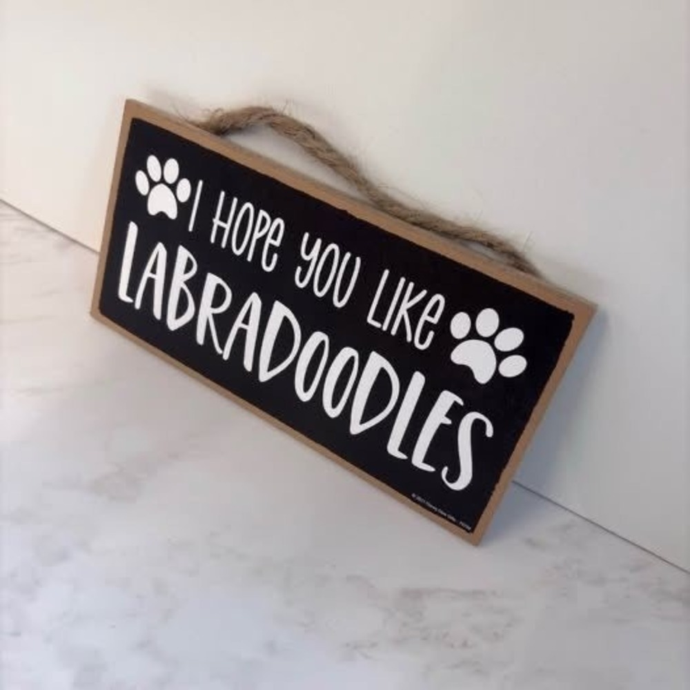 DogMom Rustic Labradoodle Charkboard Vibe Sign Decor Black White Dog Lover Gift